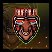 design de logotipo esport de mascote de búfalo. vetor
