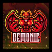 design de logotipo de esport de mascote de diabo vermelho vetor