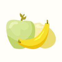 frutas maduras. maçã, banana, manga. ilustração vetorial em estilo simples vetor