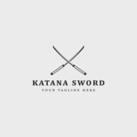 Katana espada logotipo vintage vetor ilustração conceito modelo ícone Projeto