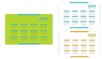 por mês calendário modelo para 2024 ano. parede calendário dentro uma minimalista estilo. semana começa em Domingo. planejador para 2024 ano. vetor