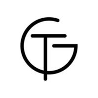 letras do alfabeto monograma ícone logotipo gt ou tg vetor