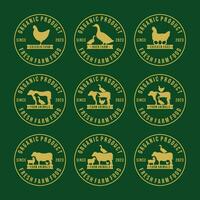 Fazenda animais logotipo conjunto vetor ilustração. gado logotipo conjunto