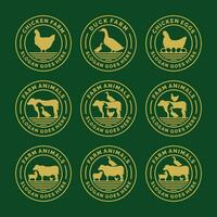 Fazenda animais logotipo conjunto vetor ilustração. gado logotipo conjunto