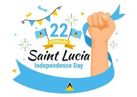 santo lucia independência dia vetor ilustração em fevereiro 22 com acenando bandeira dentro nacional feriado celebração plano desenho animado fundo Projeto