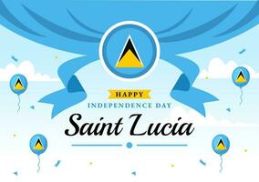 santo lucia independência dia vetor ilustração em fevereiro 22 com acenando bandeira dentro nacional feriado celebração plano desenho animado fundo Projeto