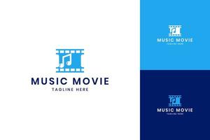 design do logotipo do espaço negativo do filme musical vetor