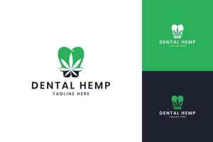 design de logotipo de espaço negativo dental cannabis vetor