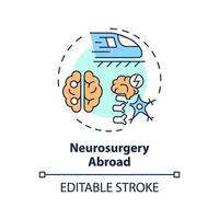 2d editável multicolorido neurocirurgia no exterior ícone, simples isolado vetor, médico turismo fino linha ilustração. vetor