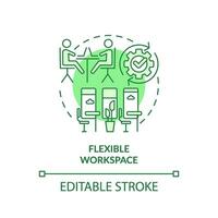 editável flexível área de trabalho verde ícone conceito, isolado vetor, sustentável escritório fino linha ilustração. vetor