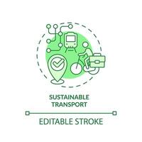 editável sustentável transporte verde ícone conceito, isolado vetor, sustentável escritório fino linha ilustração. vetor