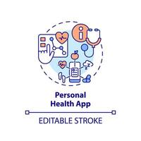 2d editável multicolorido ícone pessoal saúde aplicativo conceito, isolado vetor, saúde interoperabilidade Recursos fino linha ilustração. vetor