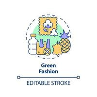 2d editável multicolorido ícone verde moda conceito, simples isolado vetor, sustentável moda fino linha ilustração. vetor