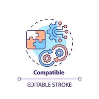 2d editável multicolorido ícone compatível conceito, isolado vetor, saúde interoperabilidade Recursos fino linha ilustração. vetor