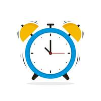 simples alarme relógio ilustração vetor projeto, plano azul amarelo alarme relógio em branco fundo