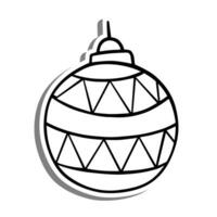 ziguezague Natal bola esboço em branco silhueta e cinzento sombra. mão desenhado desenho animado estilo. vetor ilustração para decorar e qualquer Projeto.