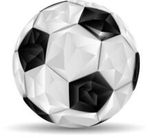 futebol bola dentro baixo poli técnica. Preto e branco futebol esporte elemento isolado em fundo. vetor ilustração.