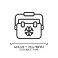 2d pixel perfeito Preto gelo caixa ícone, isolado vetor, editável caminhada engrenagem fino linha ilustração. vetor