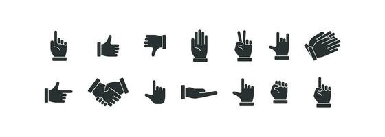mão linha ícone definir. humano mãos, mão gestos vetor