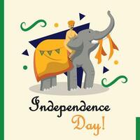 feliz Índia independência dia poster com uma homem equitação a elefante vetor