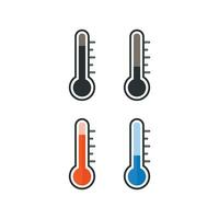 quente e frio temperatura ícone definir. termômetro ilustração símbolo. placa sensor temperatura vetor