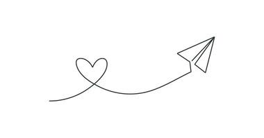 papel avião e Está caminho dentro uma Formato do coração ícone. romance messege ilustração símbolo. placa namorados carta vetor desing.