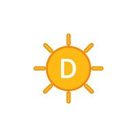 Vitamina d Sol ícone. brilho do sol símbolo. placa d3 vetor. vetor