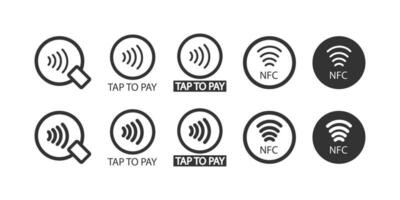 nfc ícone. toque para pagar símbolo. placa sem contato Forma de pagamento vetor. vetor