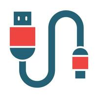 USB cabo glifo dois cor ícone Projeto vetor