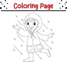 engraçado pequeno menina coloração livro página vetor