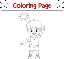 engraçado pequeno Garoto coloração livro página vetor