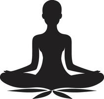 harmonia matizes Preto logotipo com sereno ioga mulher equilibrado felicidade ioga mulher ícone dentro vetor