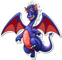 adesivo de personagem de desenho animado de dragão vetor