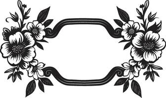 elegante floral embelezamento vetor Preto perímetro intrincado noir floresceu estrutura Preto floral ícone