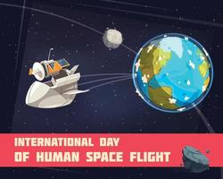 dia internacional do voo espacial humano vetor