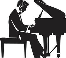 elegante pianista vetor Projeto palestra maestro Preto ícone