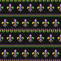 mardi gras padronizar com fleur de lis, miçangas vetor