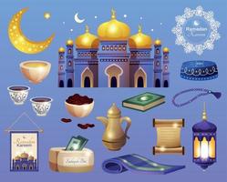 conjunto de ícones ramadan kareem vetor