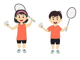 casal de personagens de badminton vetor