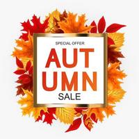 fundo abstrato de venda de outono com folhas de outono caindo vetor