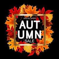 fundo abstrato de venda de outono com folhas de outono caindo vetor