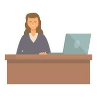 corporativo fêmea trabalhador ícone desenho animado vetor. mesa Gerente interior vetor