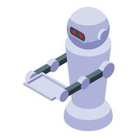 futuro hotel robô garçom ícone isométrico vetor. servidor Móvel vetor
