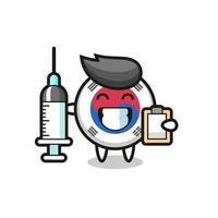 ilustração do mascote da bandeira da Coreia do Sul como médico vetor