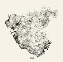 vetor cidade estrada mapa do Cádiz, Espanha