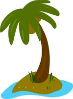 clipart do a Palma árvore crescido dentro a terra cercado de a palmeira d'água árvore em a ilha, vetor ou cor ilustração