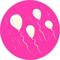 quatro de cor branca balões amarrado para Individual cordas estão flutuando juntos dentro formato de bolha Rosa cor fundo vetor cor desenhando ou ilustração