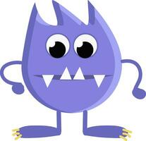 desenho animado do uma azul assustador olhando estrangeiro criatura com afiado dentes vetor cor desenhando ou ilustração