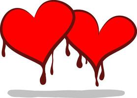 dois desenho animado corações derramamento namorados de sangue' símbolo vetor ou cor ilustração