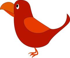 uma fofa pequeno vermelho desenho animado pássaro vetor ou cor ilustração